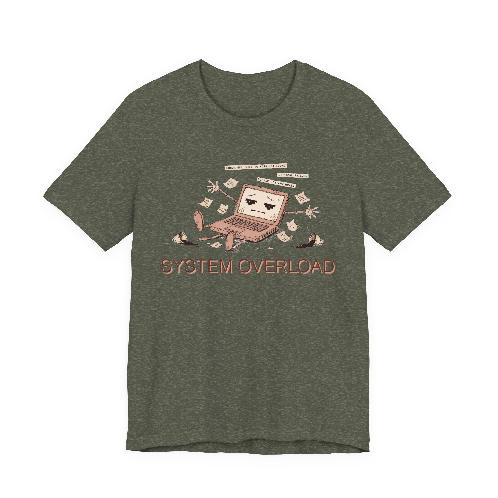 SYSTEM OVERLOAD Tee — Retro Laptop Cartoon Graphic T-Shirt