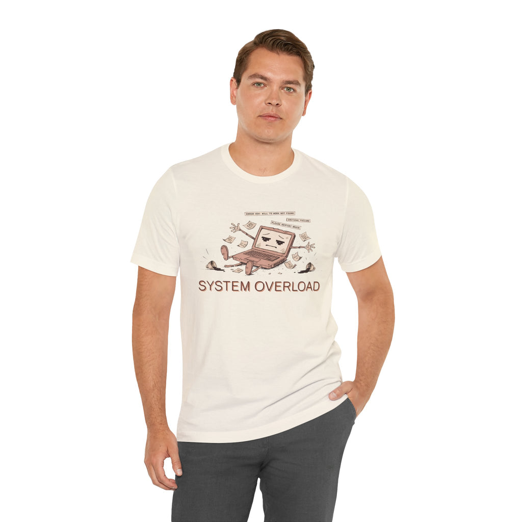 SYSTEM OVERLOAD Tee — Retro Laptop Cartoon Graphic T-Shirt