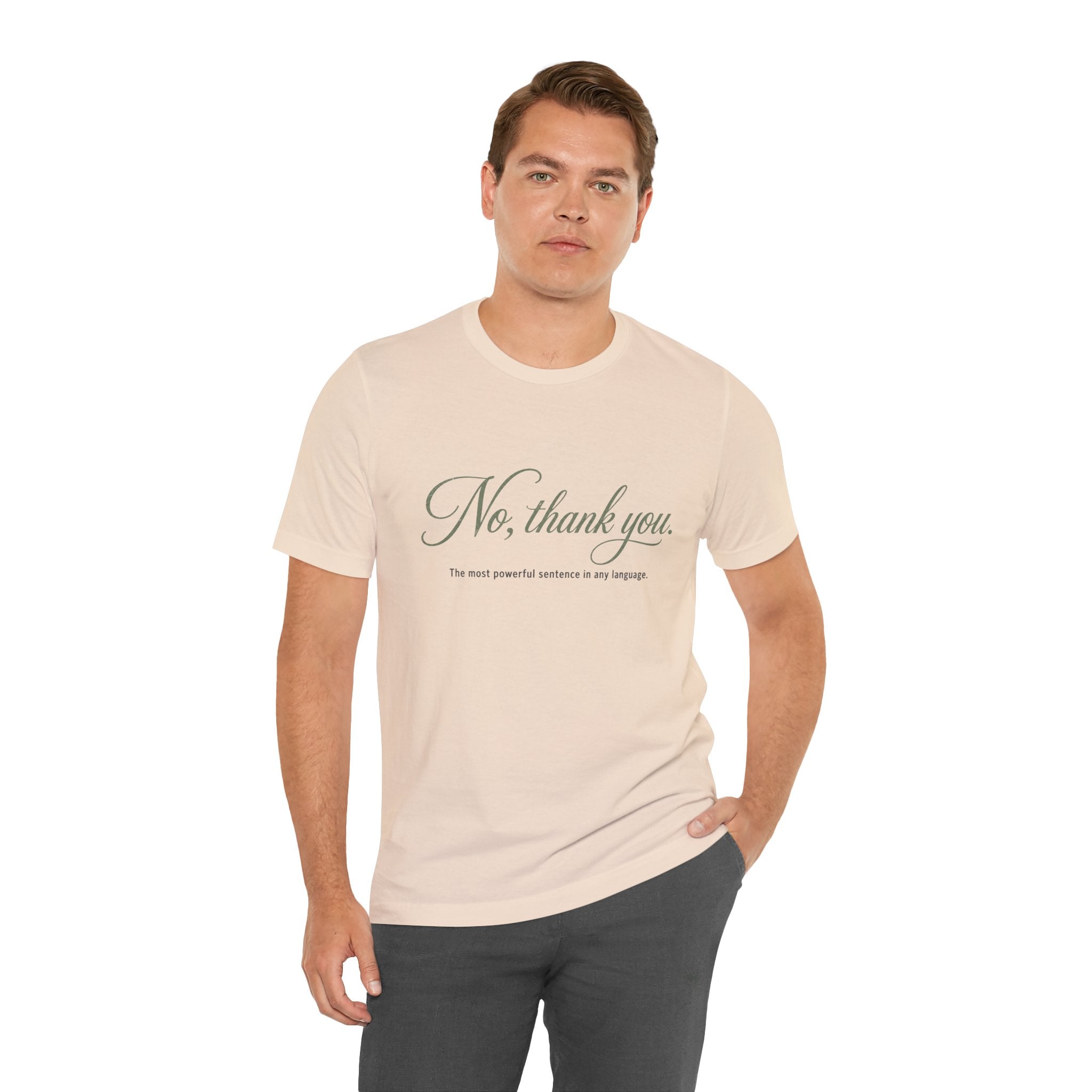 No Thank You Unisex T-Shirt — Elegant Boundaries Tee, Minimalist Self-Care Gift, Soft Assertiveness Shirt