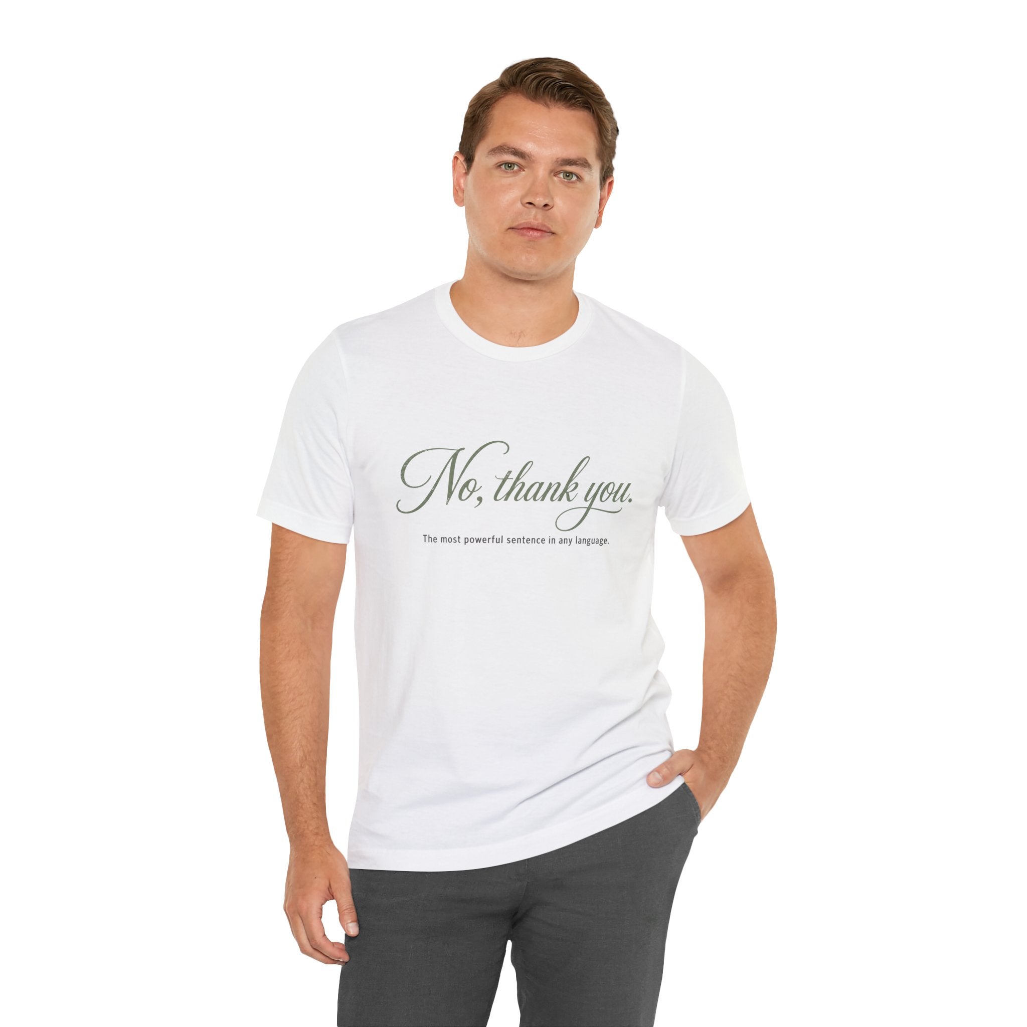 No Thank You Unisex T-Shirt — Elegant Boundaries Tee, Minimalist Self-Care Gift, Soft Assertiveness Shirt