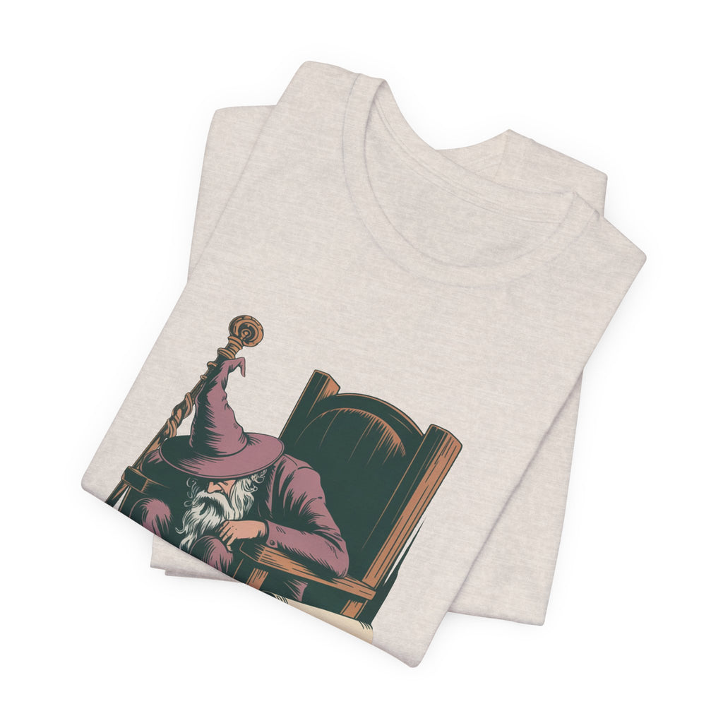 Out of Magic Wizard Tee — Vintage Woodcut Tired Wizard Shirt