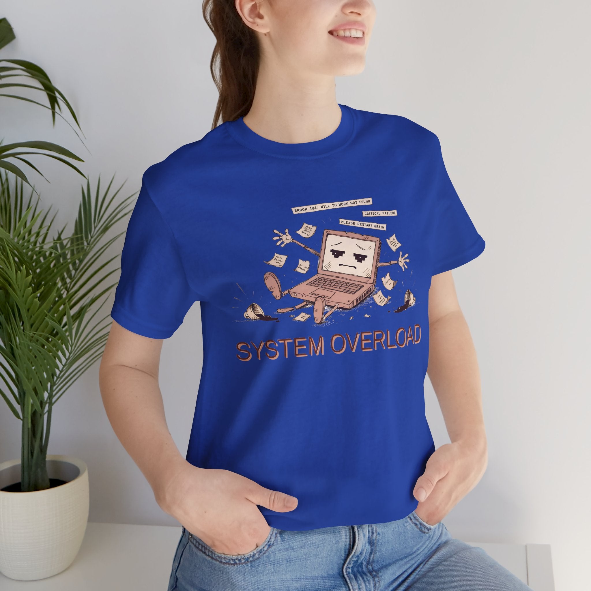 SYSTEM OVERLOAD Tee — Retro Laptop Cartoon Graphic T-Shirt
