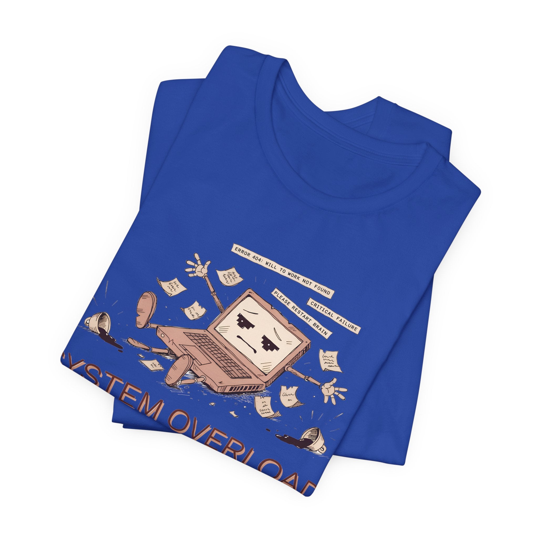 SYSTEM OVERLOAD Tee — Retro Laptop Cartoon Graphic T-Shirt