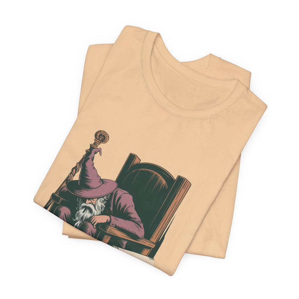 Out of Magic Wizard Tee — Vintage Woodcut Tired Wizard Shirt