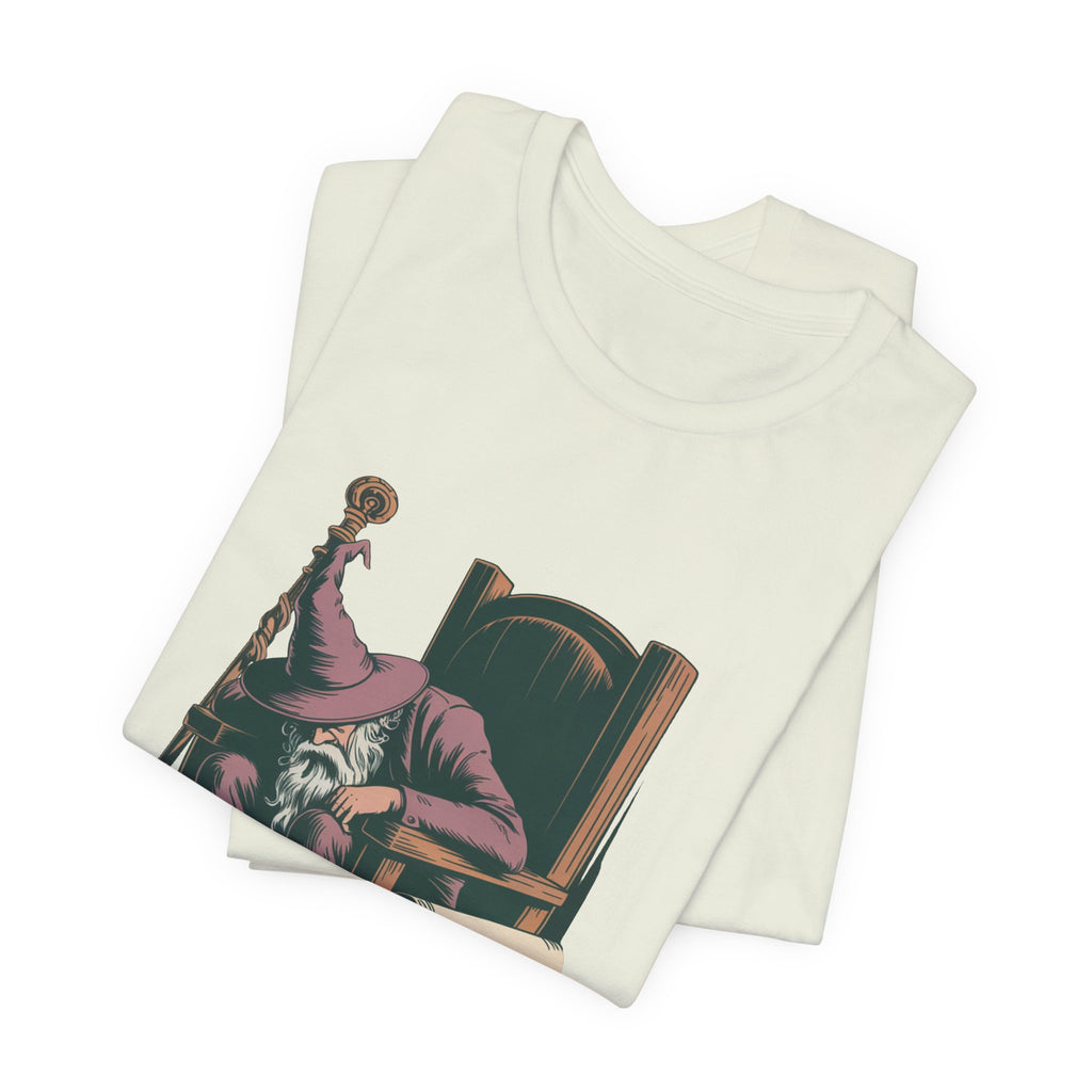 Out of Magic Wizard Tee — Vintage Woodcut Tired Wizard Shirt