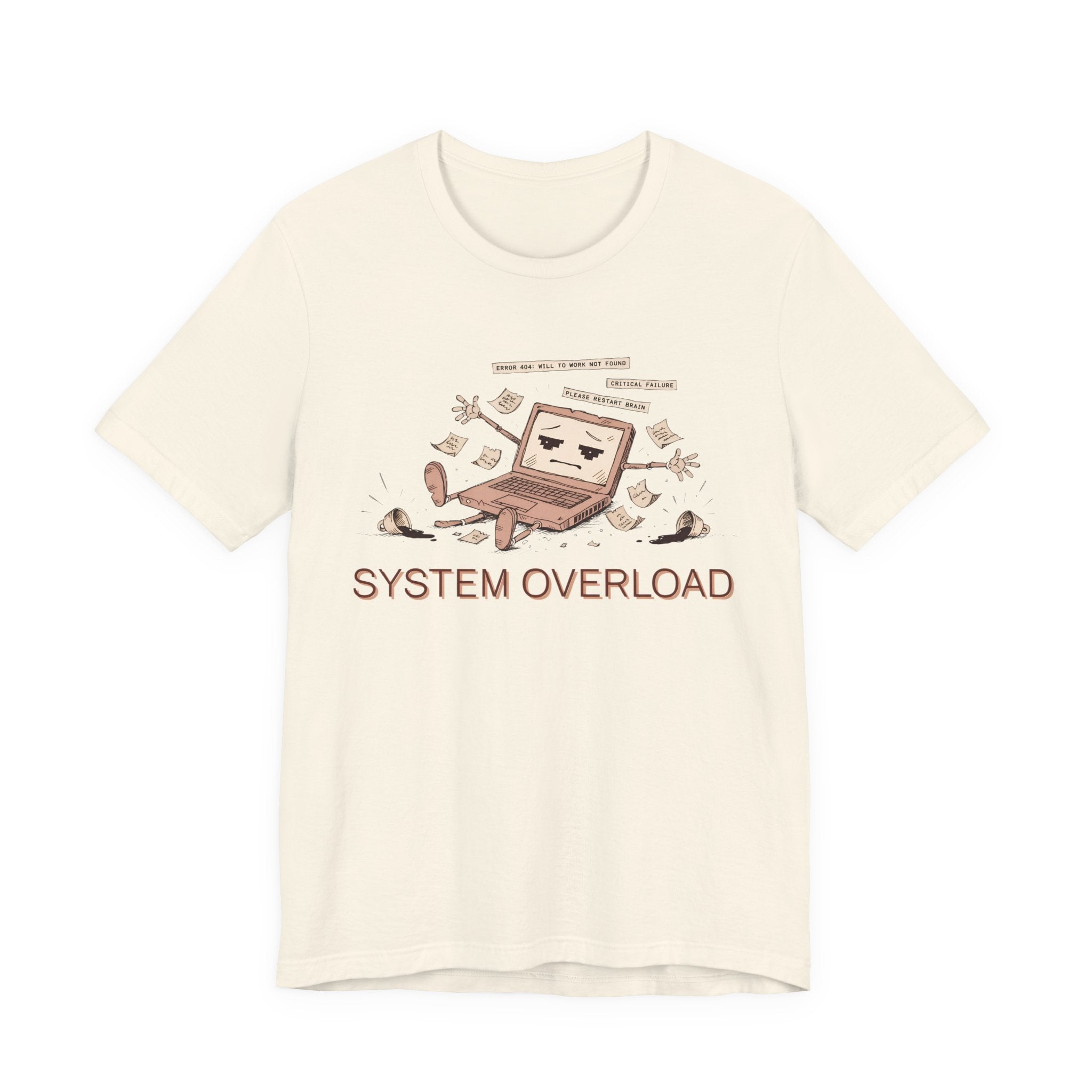 SYSTEM OVERLOAD Tee — Retro Laptop Cartoon Graphic T-Shirt