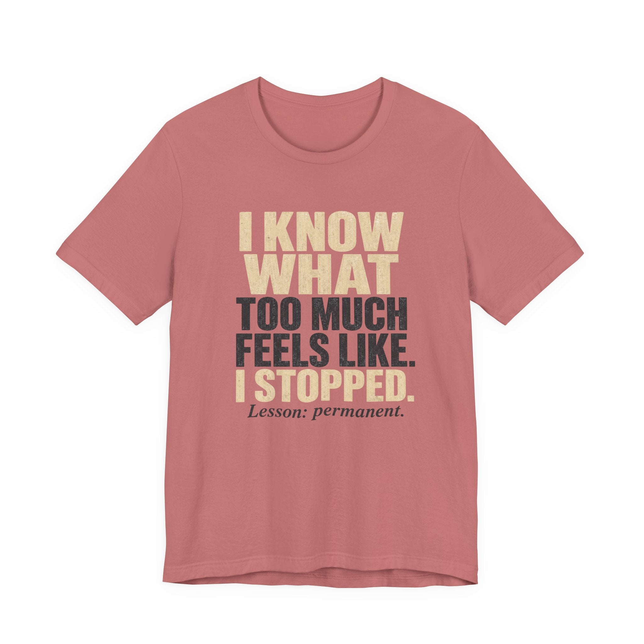 I Know What Too Much Feels Like I Stopped Unisex T-Shirt