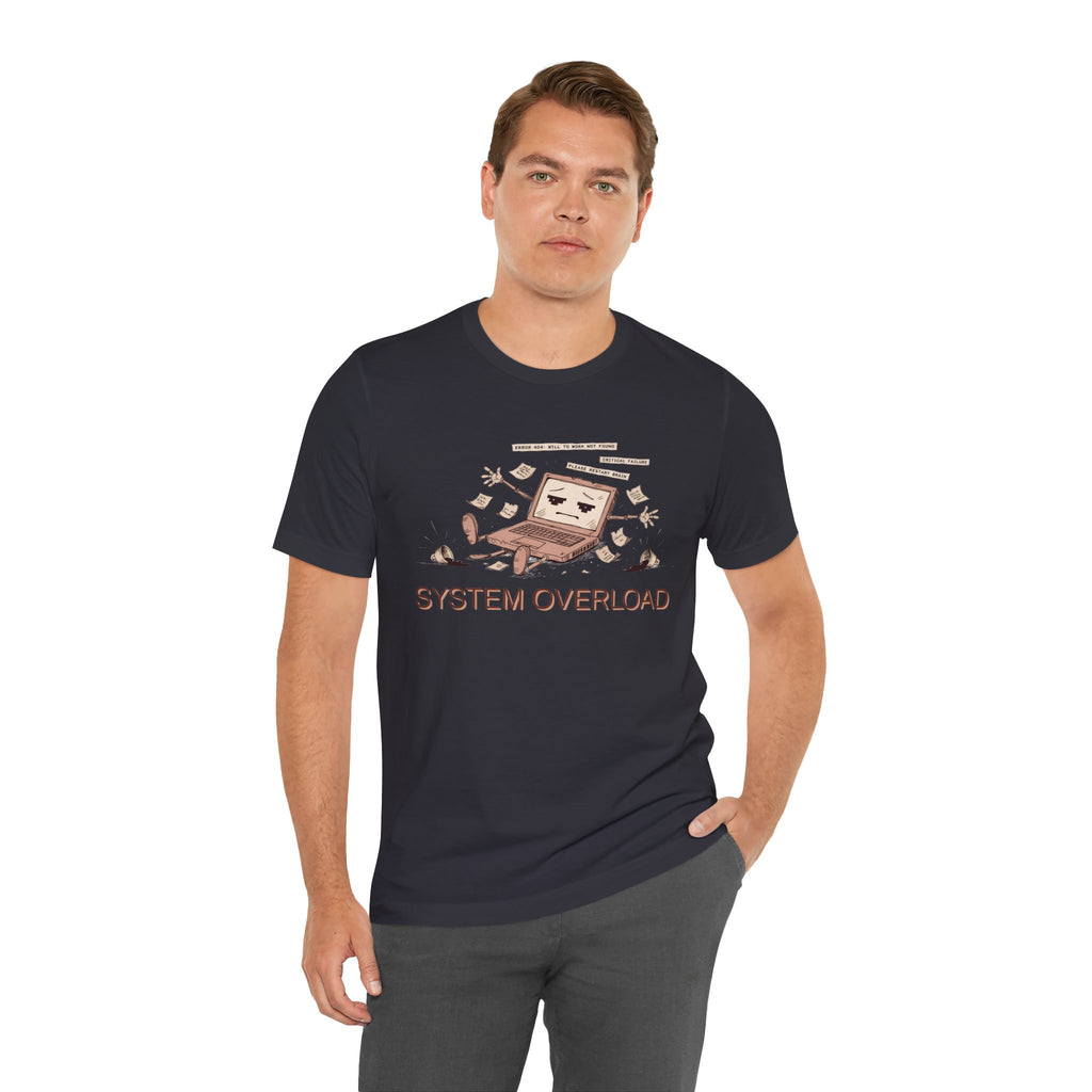 SYSTEM OVERLOAD Tee — Retro Laptop Cartoon Graphic T-Shirt