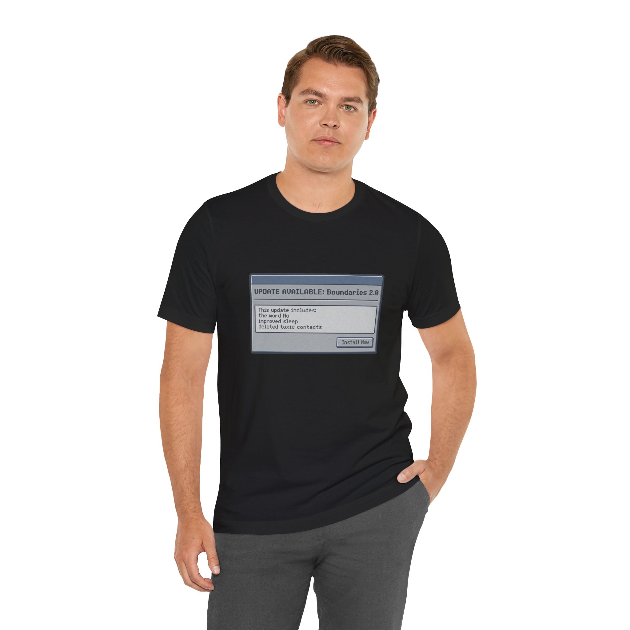 "Update Available: Boundaries 2.0" Retro OS Graphic Shirt