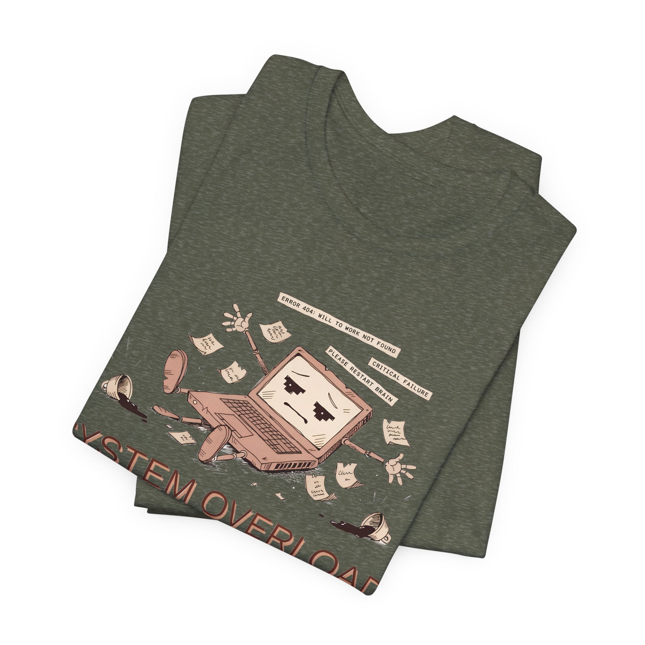 SYSTEM OVERLOAD Tee — Retro Laptop Cartoon Graphic T-Shirt