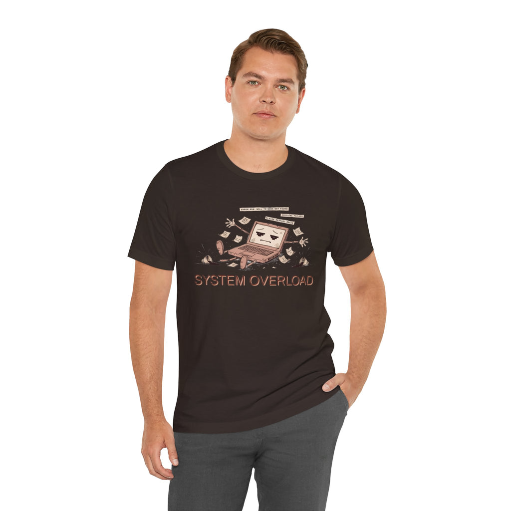 SYSTEM OVERLOAD Tee — Retro Laptop Cartoon Graphic T-Shirt