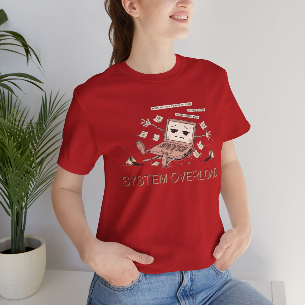 SYSTEM OVERLOAD Tee — Retro Laptop Cartoon Graphic T-Shirt