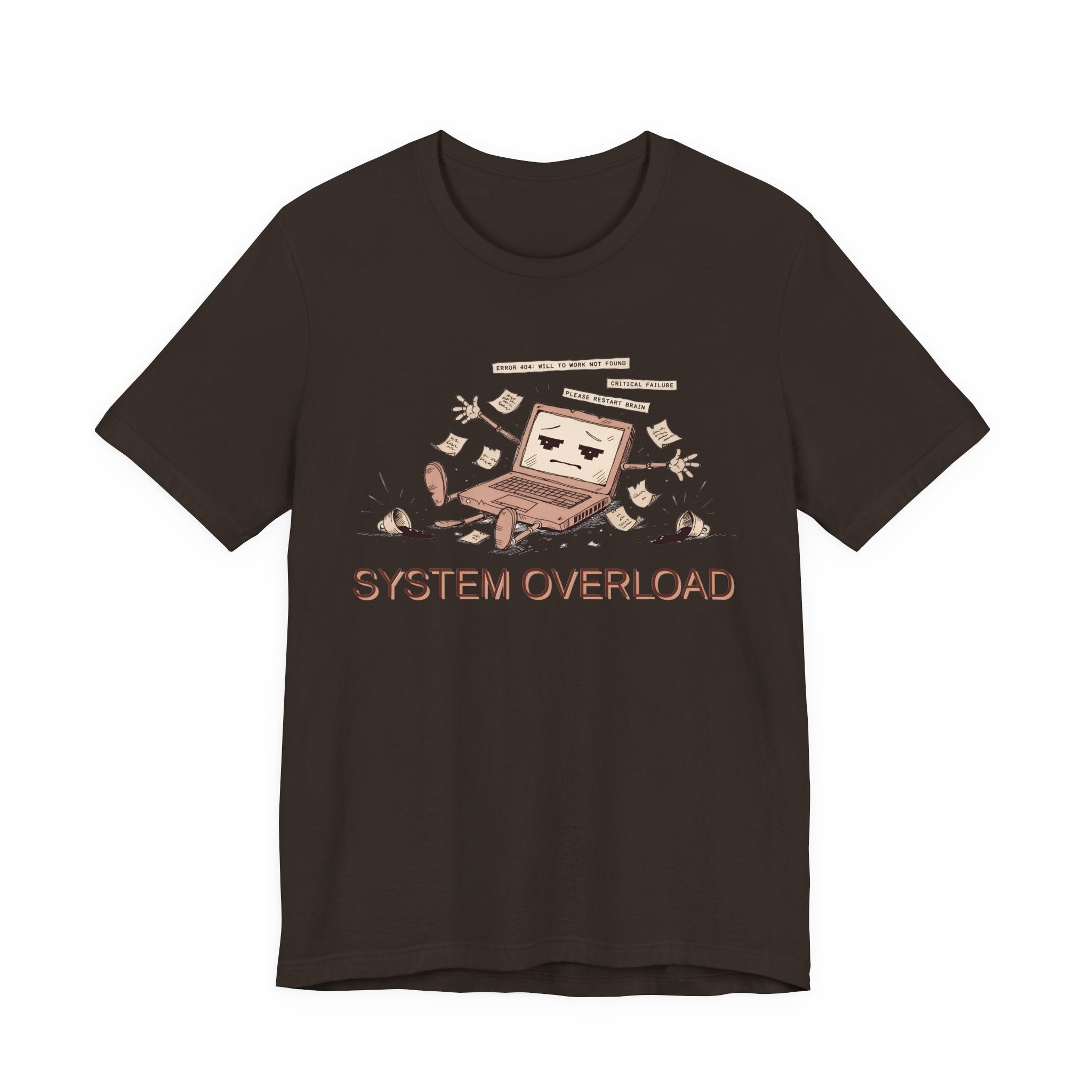 SYSTEM OVERLOAD Tee — Retro Laptop Cartoon Graphic T-Shirt