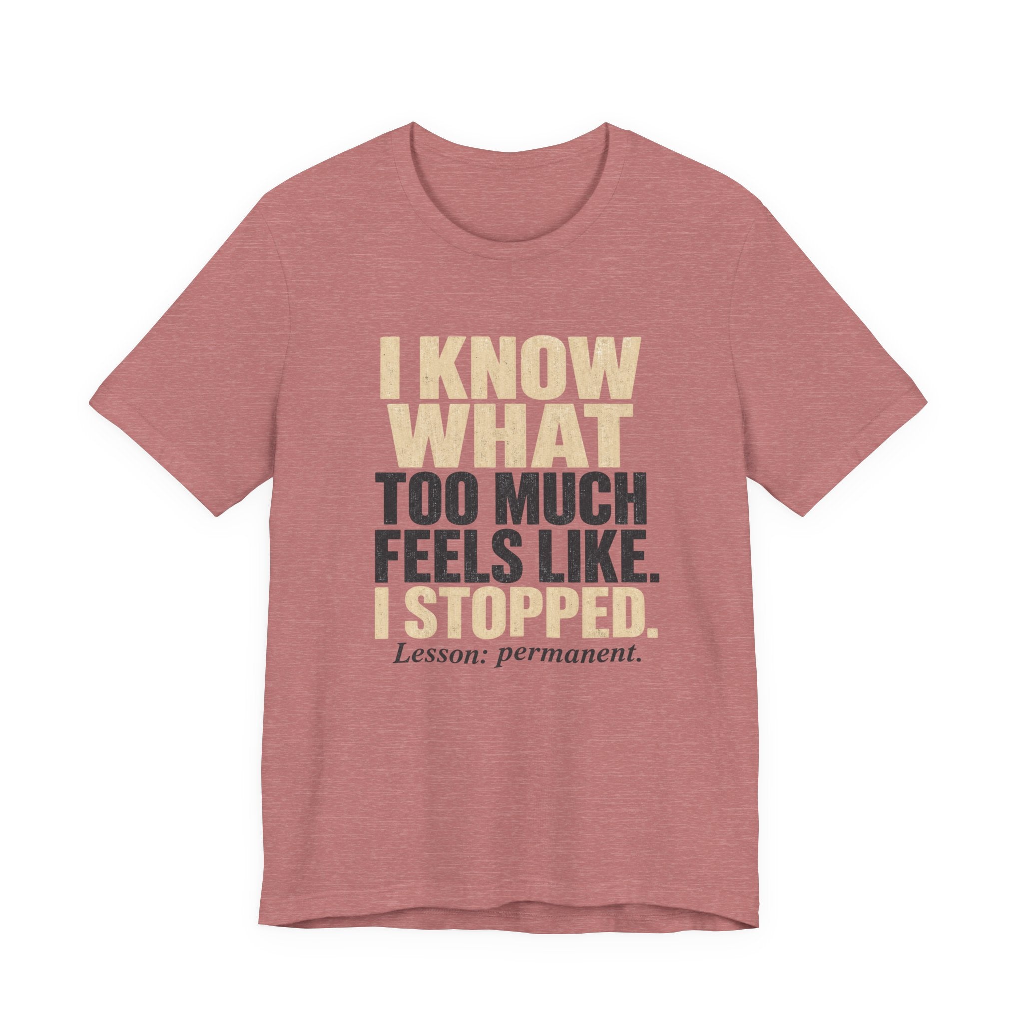 I Know What Too Much Feels Like I Stopped Unisex T-Shirt