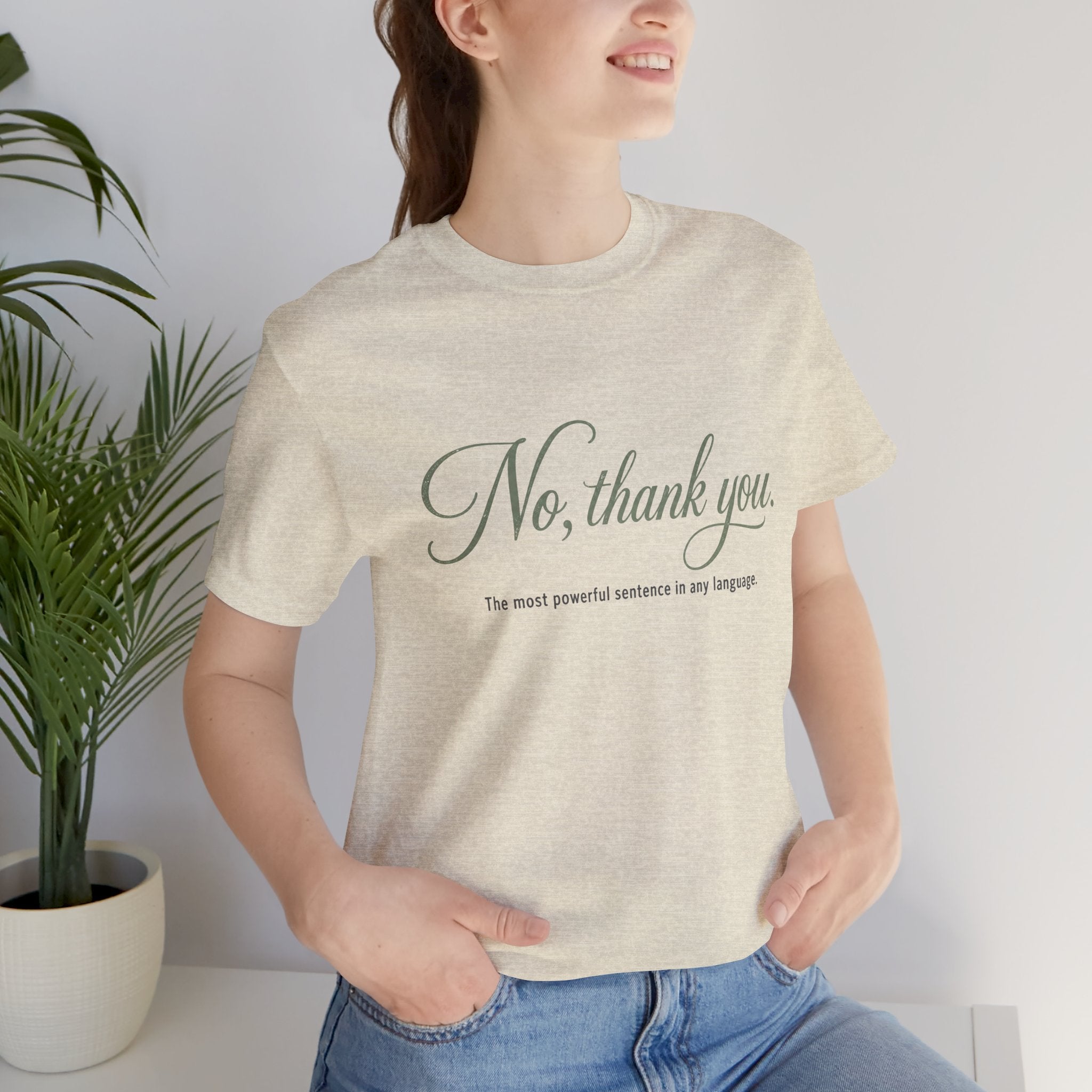 No Thank You Unisex T-Shirt — Elegant Boundaries Tee, Minimalist Self-Care Gift, Soft Assertiveness Shirt
