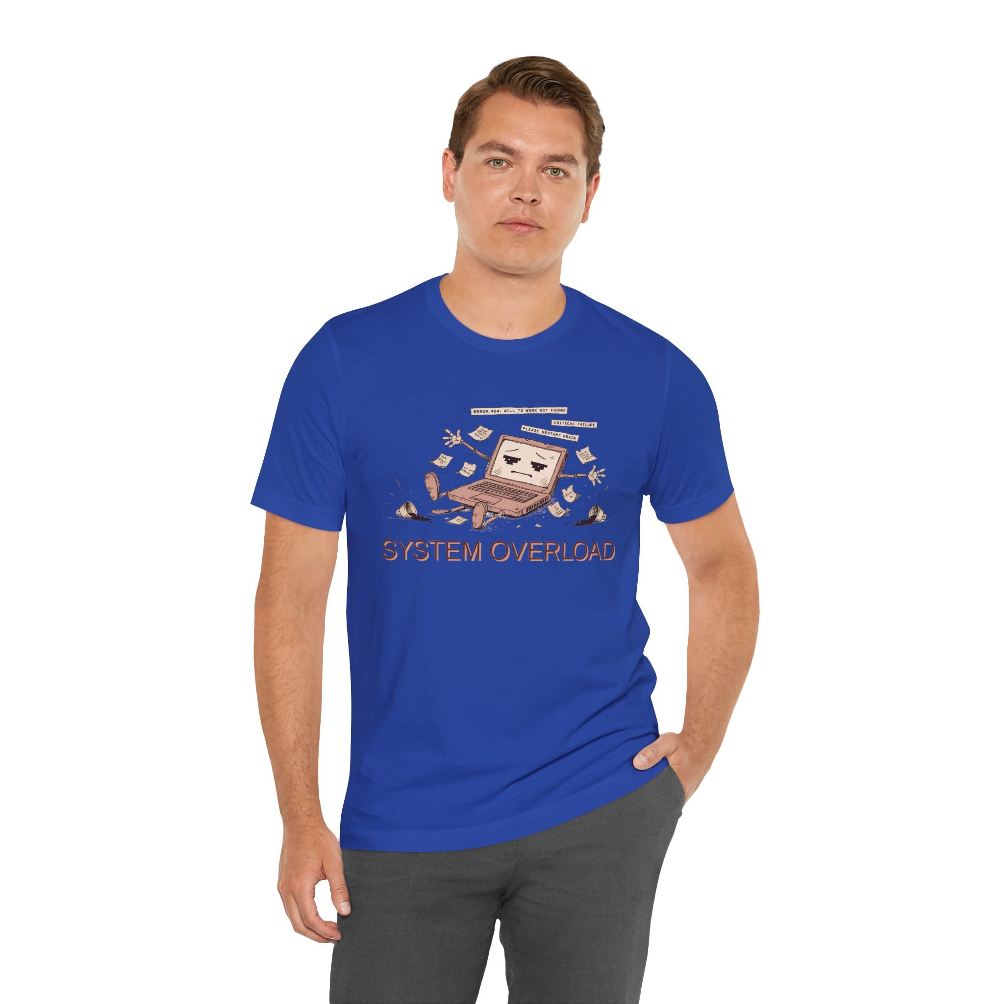 SYSTEM OVERLOAD Tee — Retro Laptop Cartoon Graphic T-Shirt