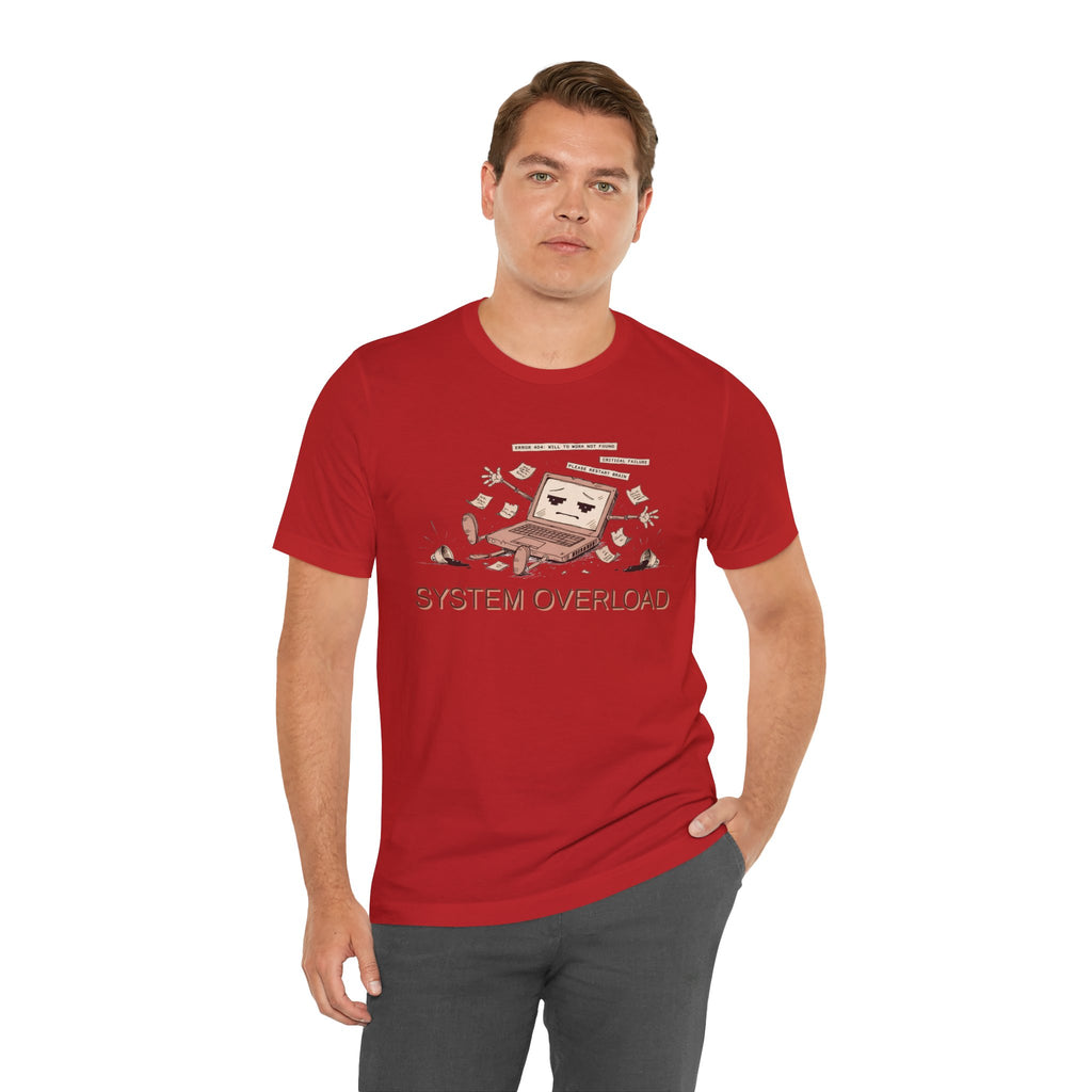 SYSTEM OVERLOAD Tee — Retro Laptop Cartoon Graphic T-Shirt