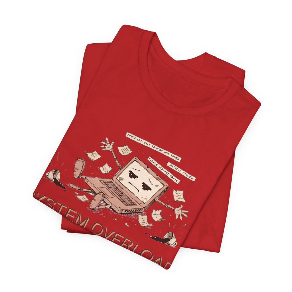 SYSTEM OVERLOAD Tee — Retro Laptop Cartoon Graphic T-Shirt