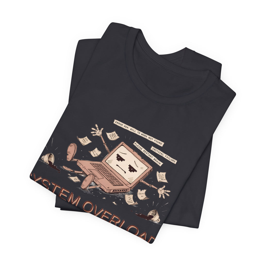 SYSTEM OVERLOAD Tee — Retro Laptop Cartoon Graphic T-Shirt