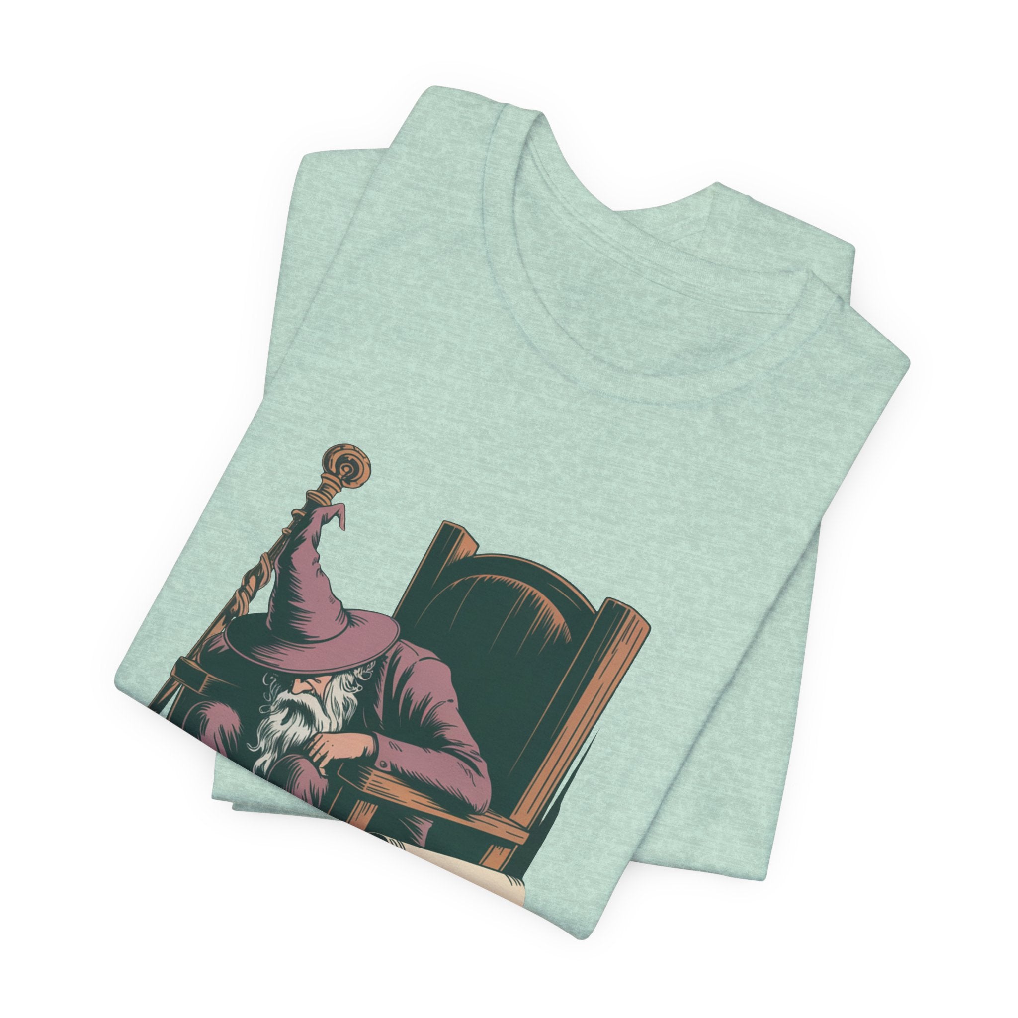 Out of Magic Wizard Tee — Vintage Woodcut Tired Wizard Shirt