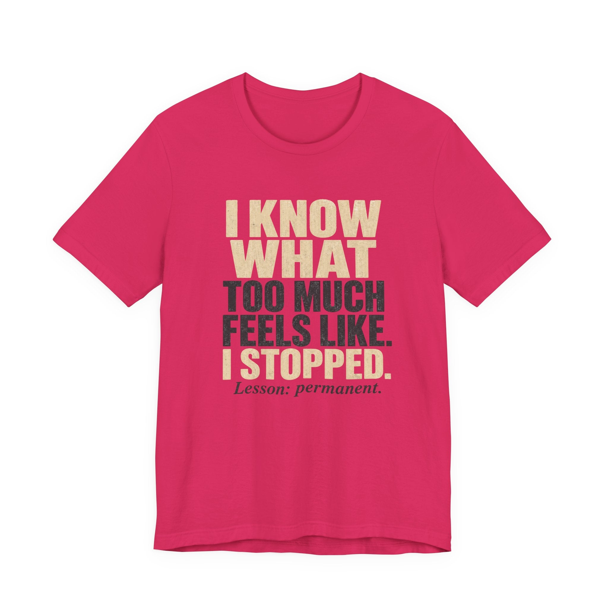 I Know What Too Much Feels Like I Stopped Unisex T-Shirt