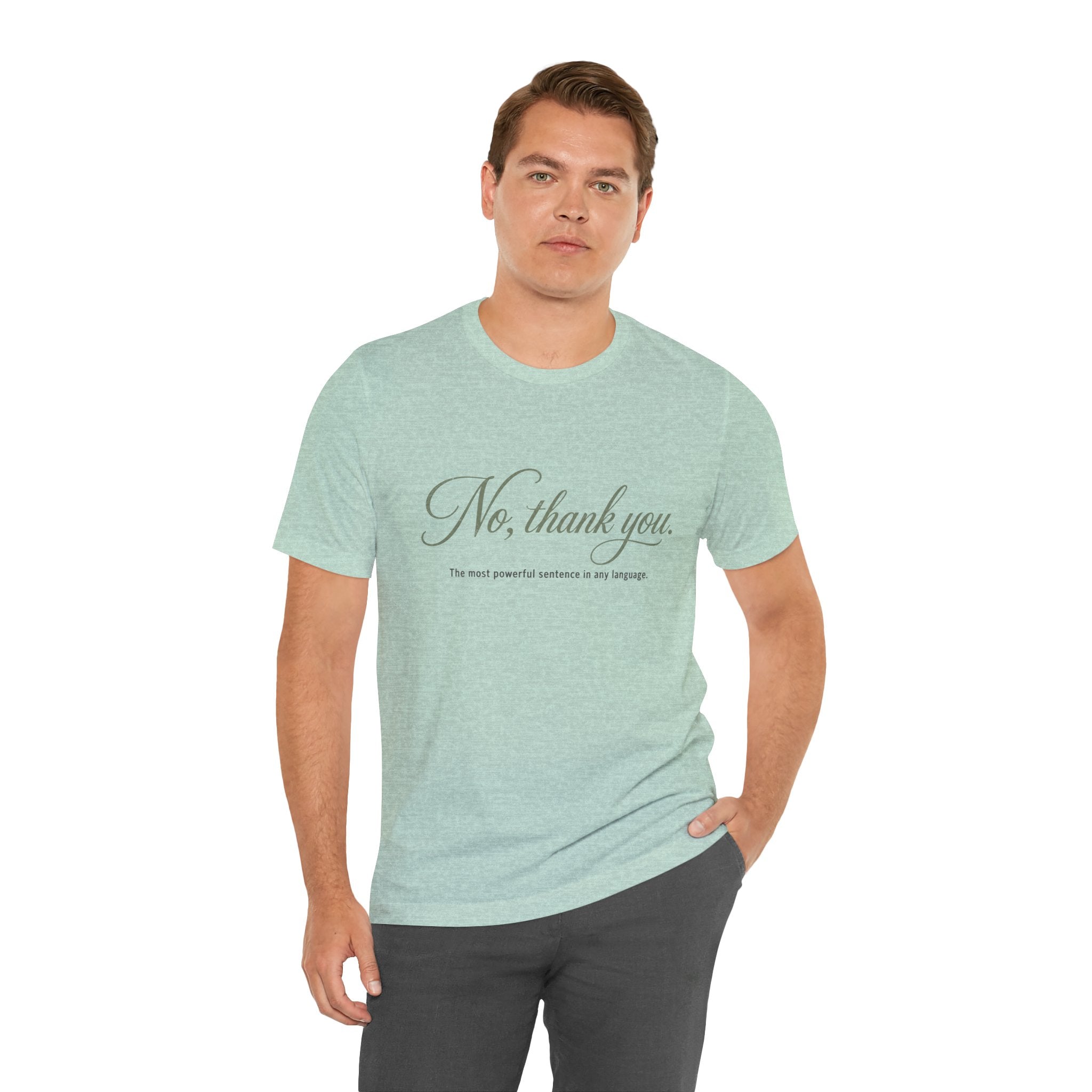 No Thank You Unisex T-Shirt — Elegant Boundaries Tee, Minimalist Self-Care Gift, Soft Assertiveness Shirt