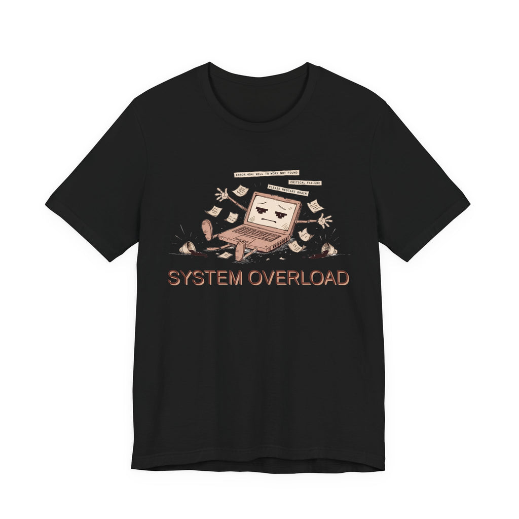 SYSTEM OVERLOAD Tee — Retro Laptop Cartoon Graphic T-Shirt