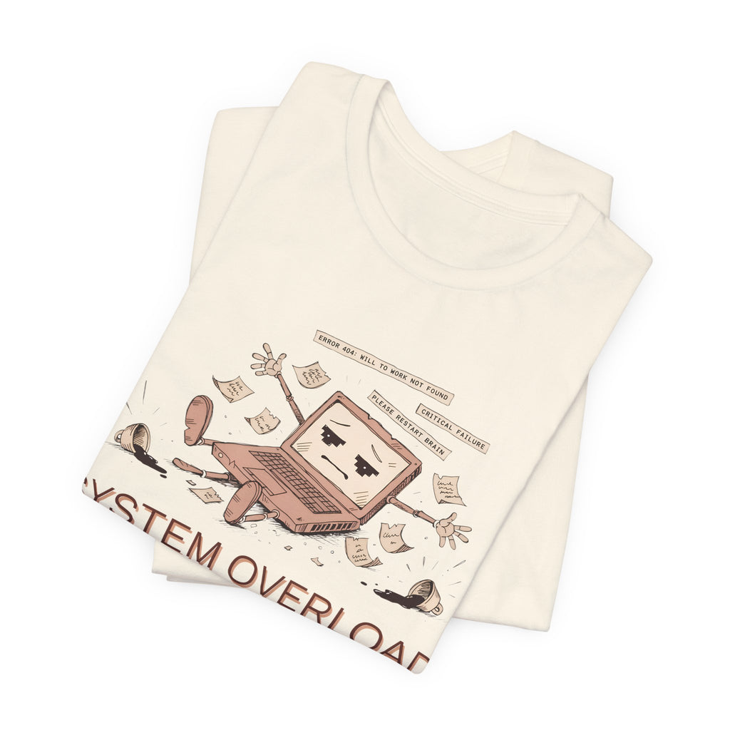 SYSTEM OVERLOAD Tee — Retro Laptop Cartoon Graphic T-Shirt