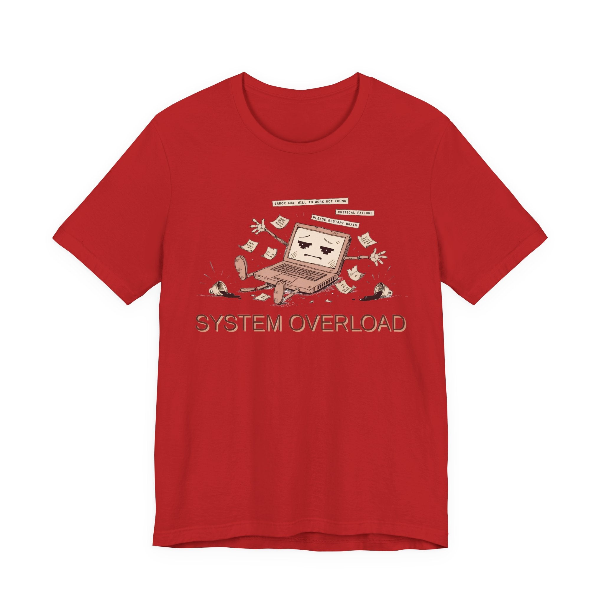 SYSTEM OVERLOAD Tee — Retro Laptop Cartoon Graphic T-Shirt