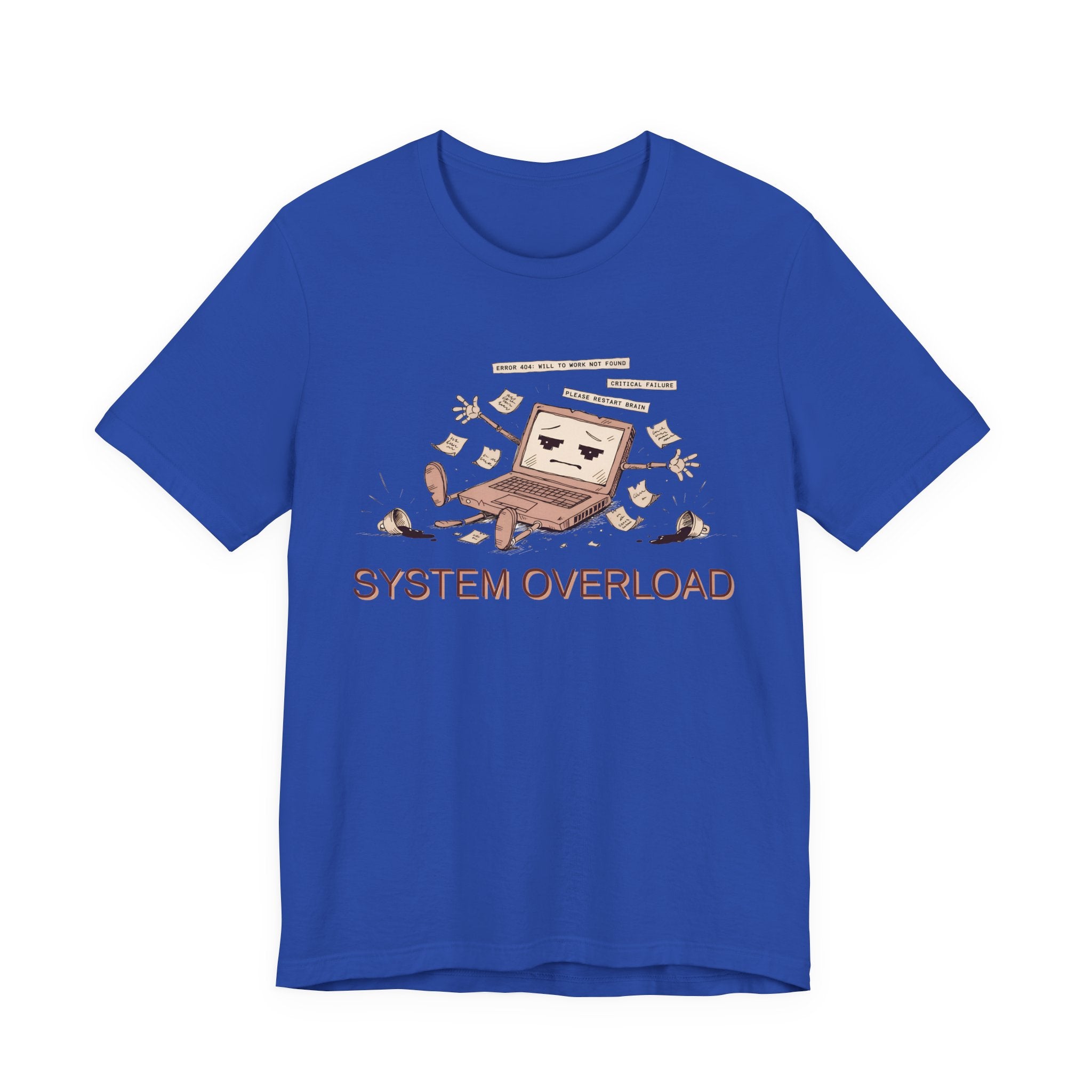 SYSTEM OVERLOAD Tee — Retro Laptop Cartoon Graphic T-Shirt