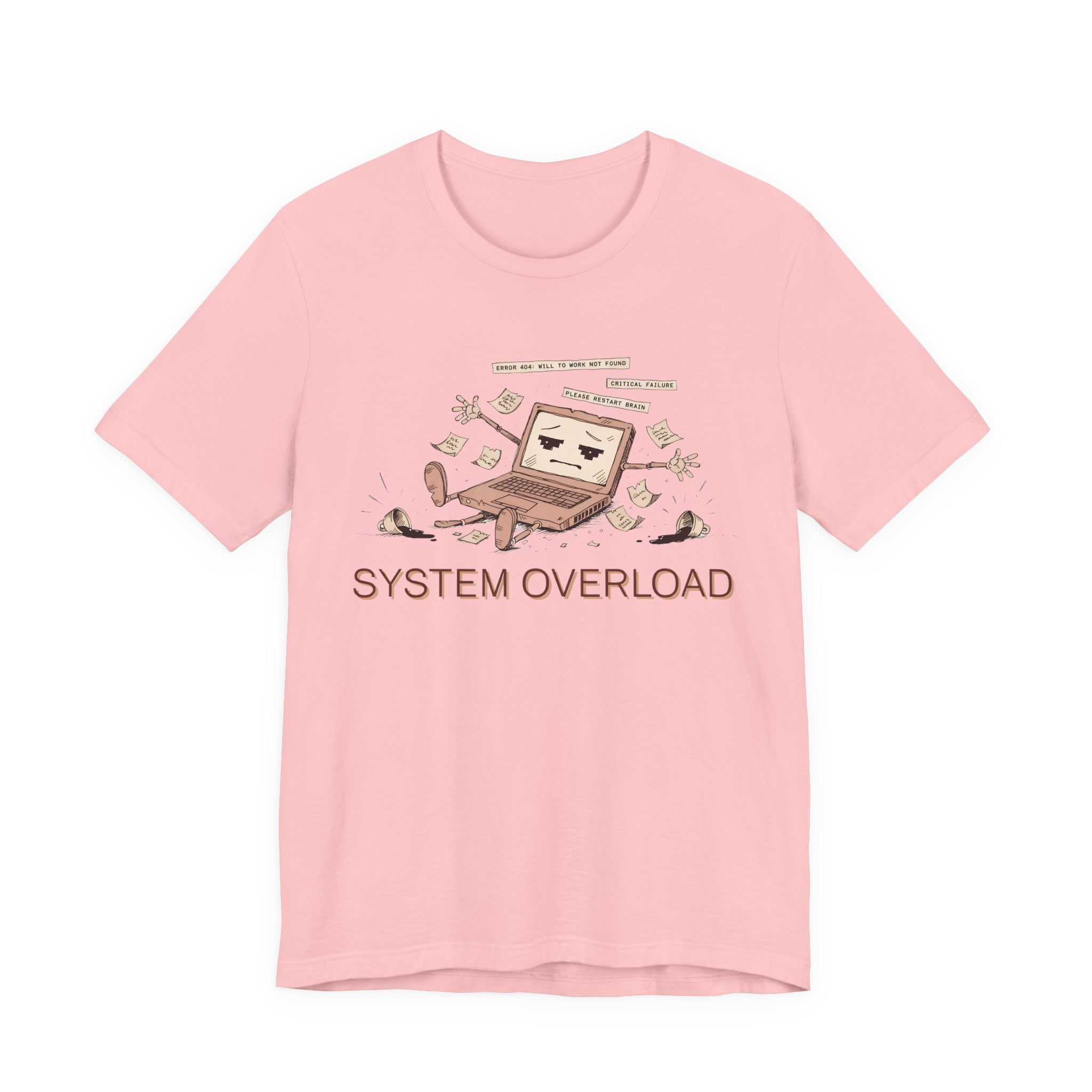 SYSTEM OVERLOAD Tee — Retro Laptop Cartoon Graphic T-Shirt