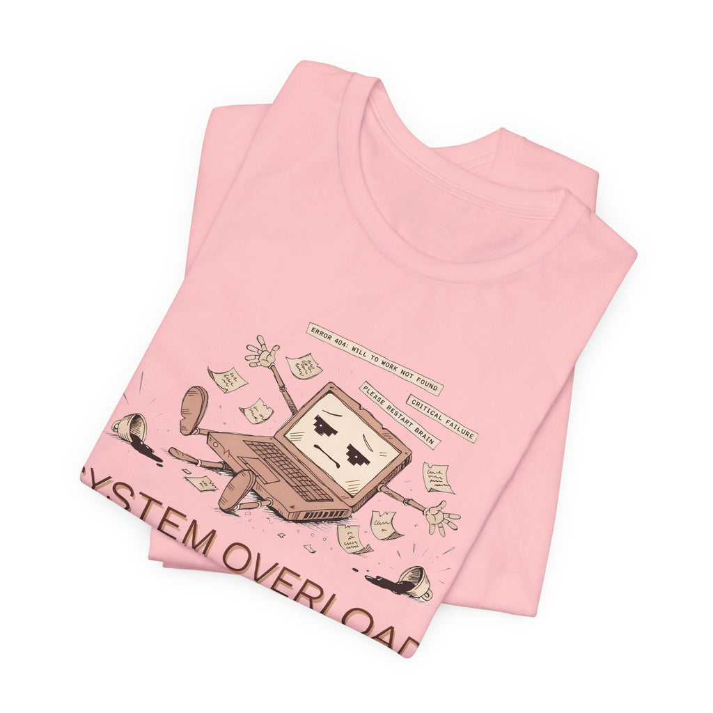 SYSTEM OVERLOAD Tee — Retro Laptop Cartoon Graphic T-Shirt
