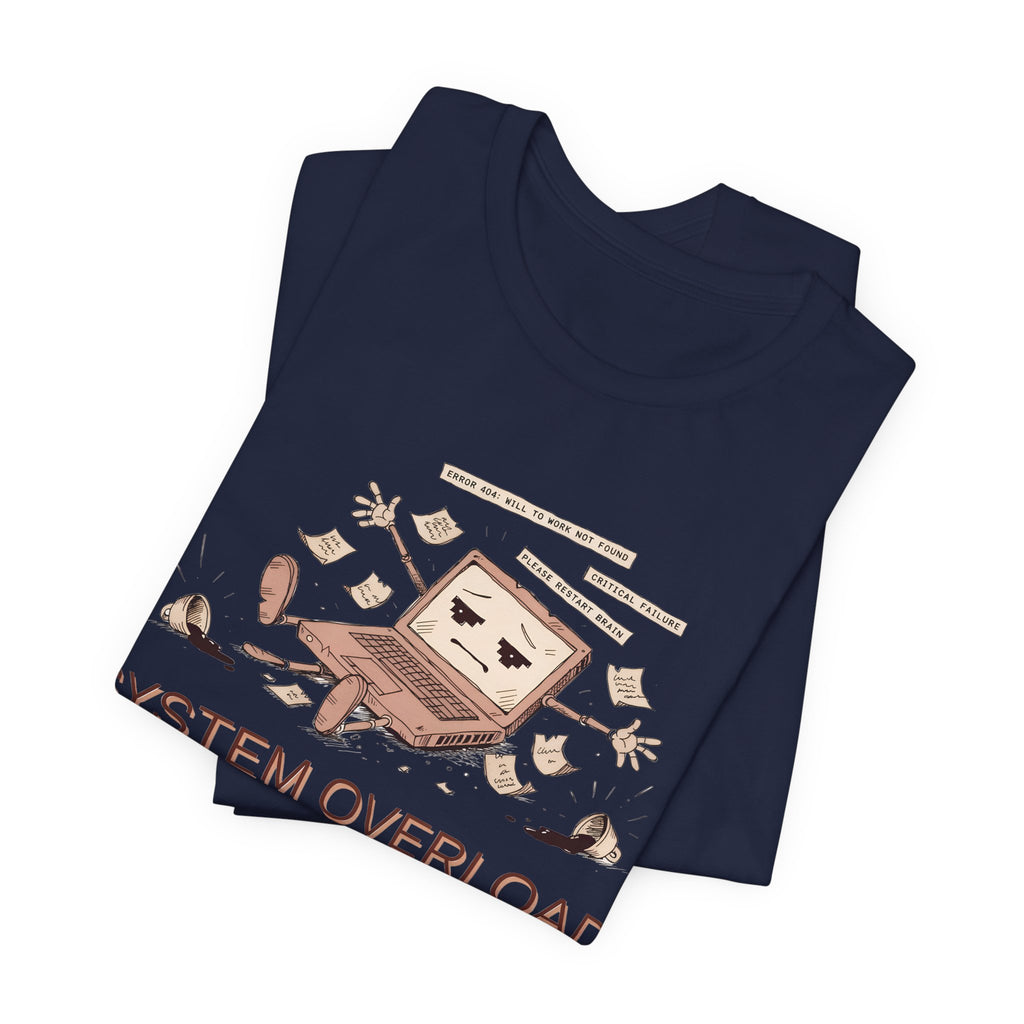 SYSTEM OVERLOAD Tee — Retro Laptop Cartoon Graphic T-Shirt