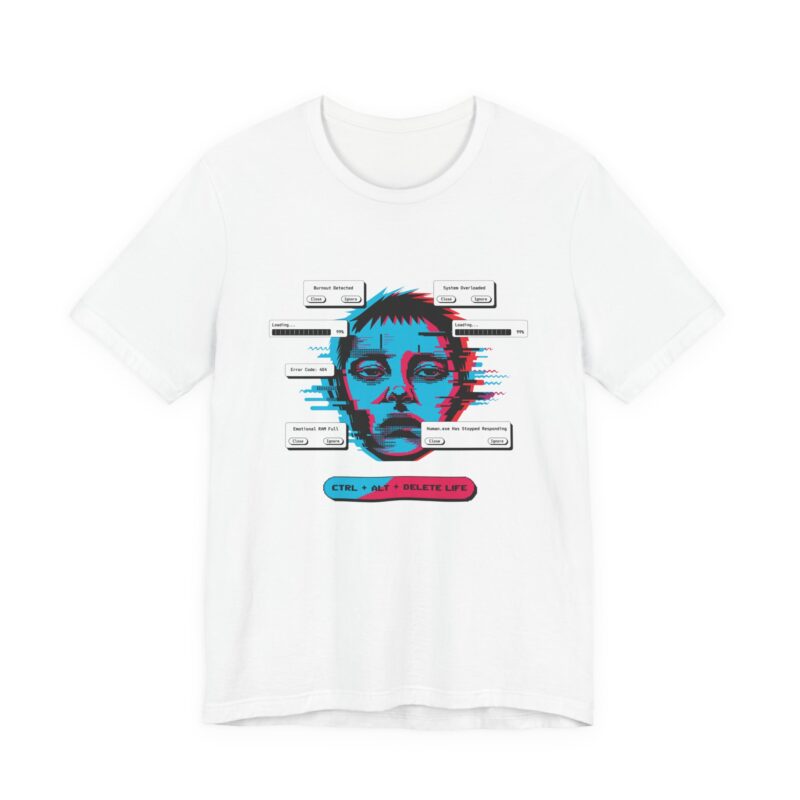 human.exe has stopped responding unisex t shirt — funny developer burnout tee, programmer humor gift, cyberpunk error screen shirt