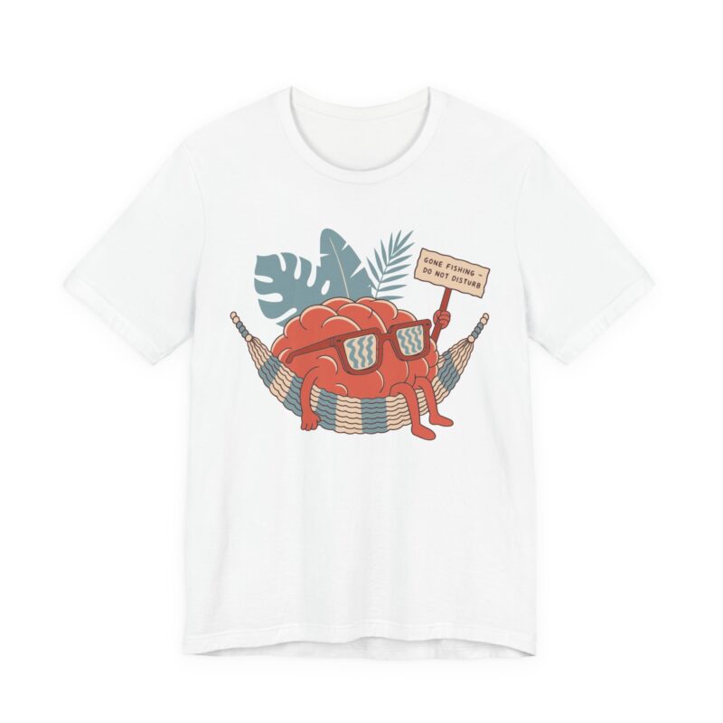 brain gone fishing unisex t shirt — funny burnout tee, minimalist retro cartoon gift, mental rest humor shirt